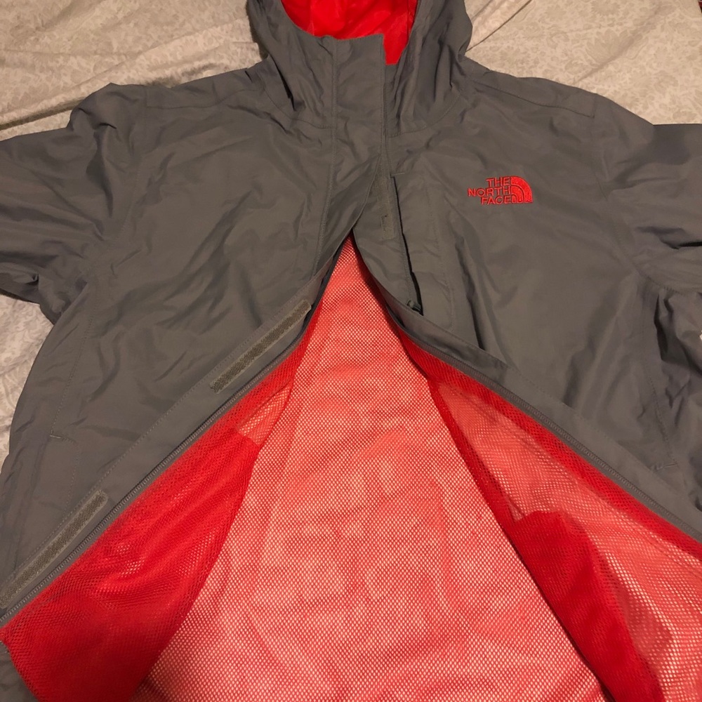 North face Rain jacket Gray with Pink liner